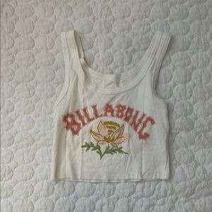 Billabong Cream Tank Top with Floral Graphic